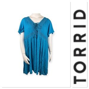 Torrid mini gauze lace up skater dress  size 4-4X/26